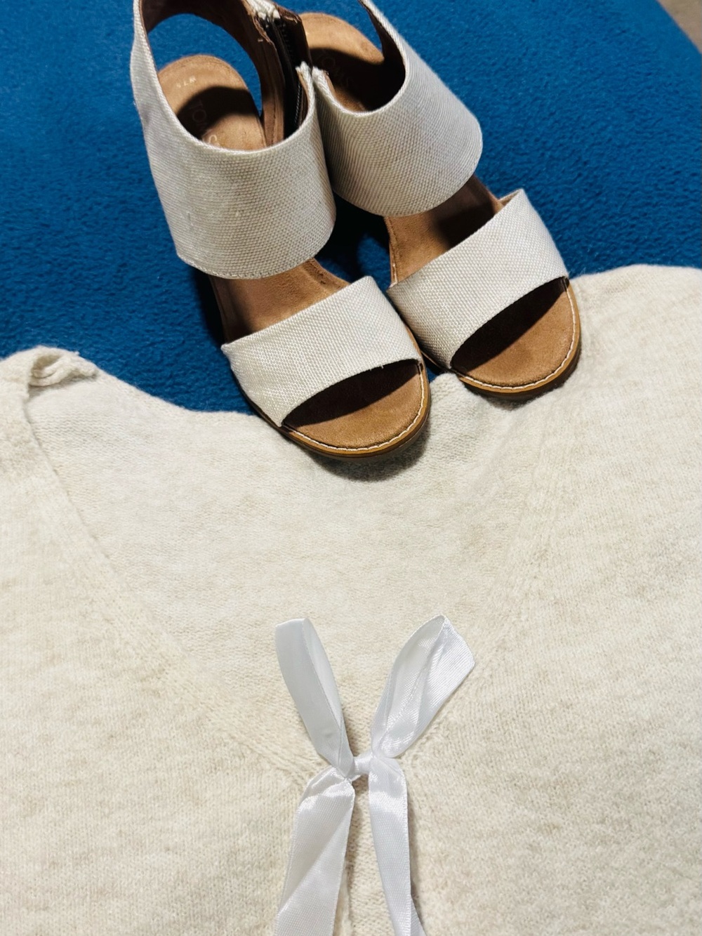 Toms Beige Linen-Textured Slingback Sandals